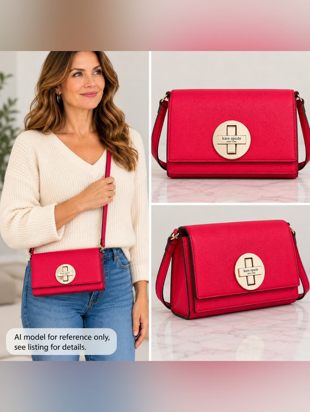 Kate Spade Cove Street Red Saffiano Leather Turn-Lock Crossbody B5